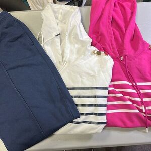 Charter Club XXL lounge sets 2 hooded tops (white and pink) navy pants